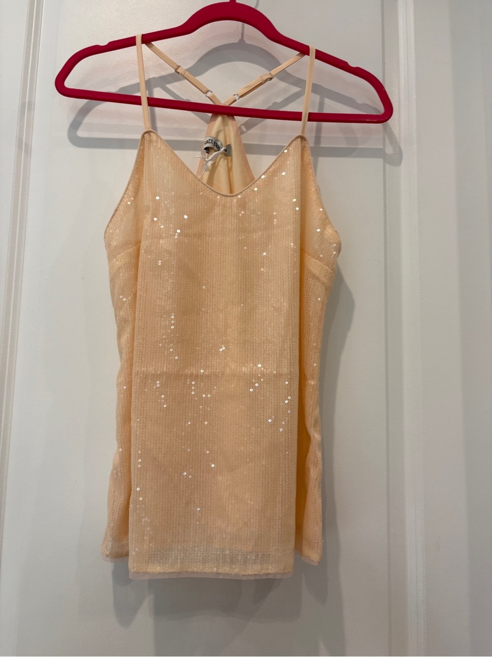 Peach Sequin Slip Dress